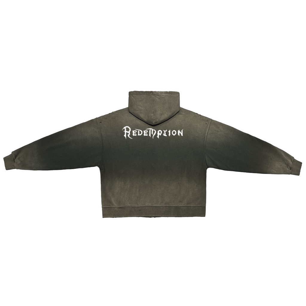 Xivzus Redemption Distressed Zip-Up Hoodie