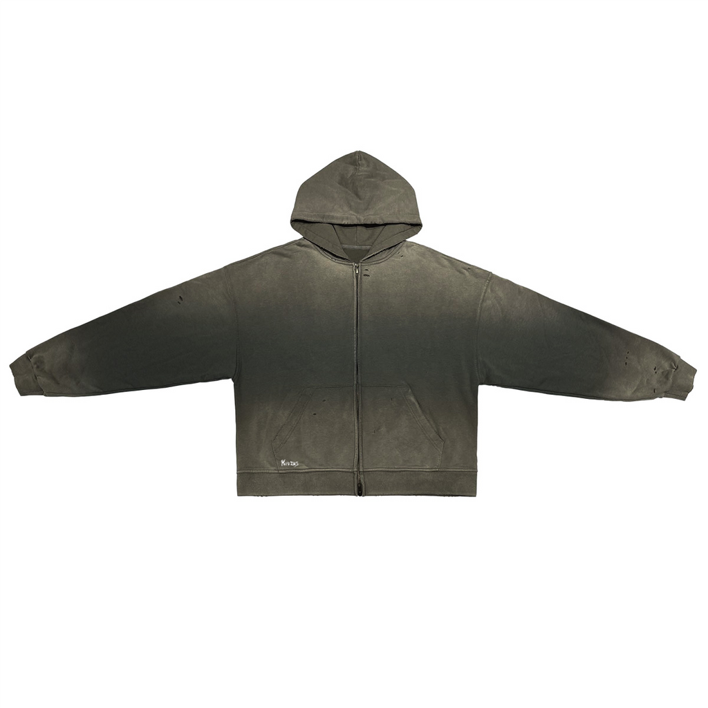 Xivzus Redemption Distressed Zip-Up Hoodie