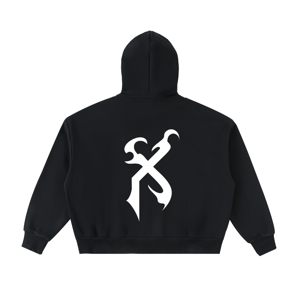 Fleeced Full-Zip Boxy Hoodie