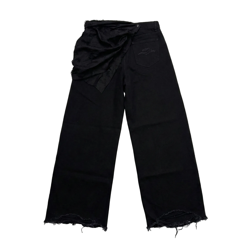 Black wide-leg pants with a bow detail
