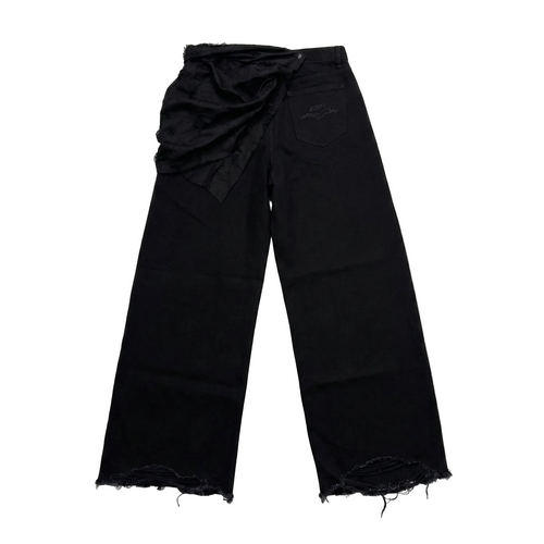 Black wide-leg pants with a bow detail