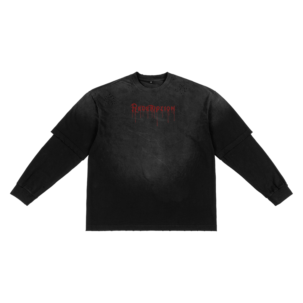 Blood Sunfade Hand-Frayed Faux Longsleeve T-Shirt
